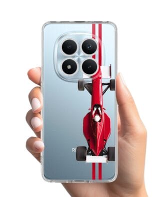 Etui do Xiaomi Redmi Note 15 Pro 5G przeźroczyste, silikonowe Flexi, Szybkie Auta, czerwone F1