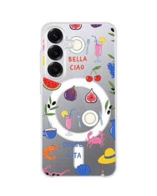 Etui do Samsung Galaxy S25 Plus z MagSafe przeźroczyste, silikonowe Flexi, Italian Summer, kolorowe wakacje