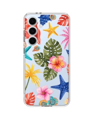Etui do Samsung Galaxy S24 FE przeźroczyste, silikonowe Flexi, Summer Patterns, tropikalny wzór