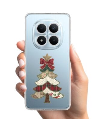 Etui do Xiaomi Redmi Note 15 Pro 5G przeźroczyste, silikonowe Flexi, Przytulne święta, Kraciasta choinka