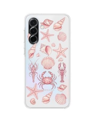Etui do Samsung Galaxy A36 5G przeźroczyste, silikonowe Flexi, Summer Patterns, krewetkowy róż