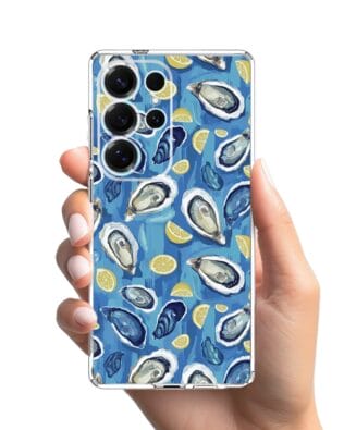 Etui do Samsung Galaxy S25 Ultra przeźroczyste, silikonowe Flexi, Summer Patterns, ostrygi z cytrynką