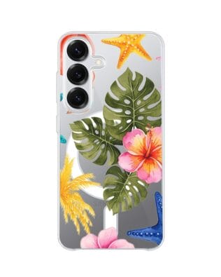Etui do Samsung Galaxy S25 Plus z MagSafe przeźroczyste, silikonowe Flexi, Summer Patterns, tropikalny wzór