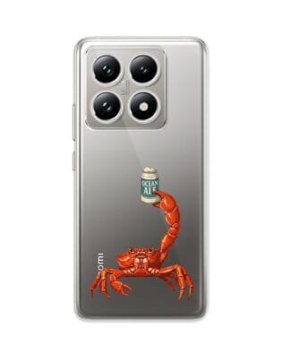 Etui do Xiaomi 14T przeźroczyste, silikonowe Flexi, Paradise, krab z piwem