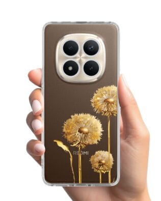 Etui do Xiaomi Redmi Note 15 Pro Plus 5G przeźroczyste, silikonowe Flexi, Kwiaty, złote dmuchawce