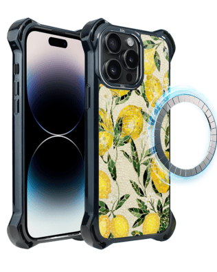 Etui do iPhone 14 Pro IBIZU DropGuard Ultra z MagSafe, Modern Classics, Cytrynowe gaje