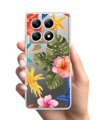 Etui do Xiaomi 14T przeźroczyste, silikonowe Flexi, Summer Patterns, tropikalny wzór