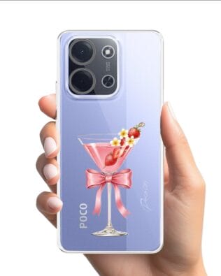 Etui do Xiaomi POCO C85 przeźroczyste, silikonowe Flexi, Paradise, Strawberry Martini