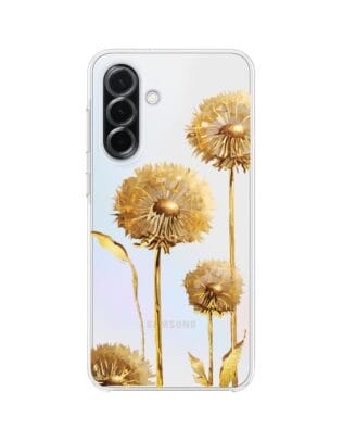 Etui do Samsung Galaxy A36 5G przeźroczyste, silikonowe Flexi, Kwiaty, złote dmuchawce