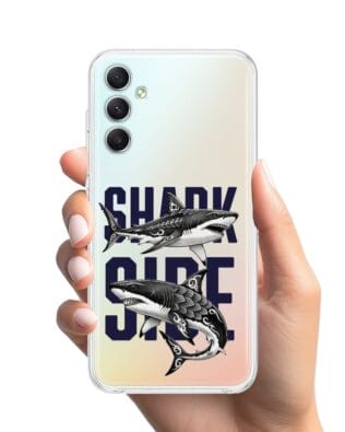 Etui do Samsung Galaxy A34 5G przeźroczyste, silikonowe Flexi, Summer Patterns, Shark side