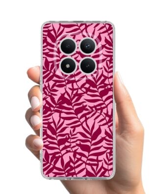 Etui do Xiaomi Redmi Note 15 5G przeźroczyste, silikonowe Flexi, Summer Patterns, bordowe liście