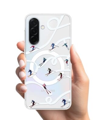 Etui do Samsung Galaxy A37 z MagSafe przeźroczyste, silikonowe Flexi, Zimowa magia, Narciarskie wiraże