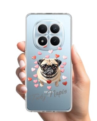 Etui do Xiaomi Redmi Note 15 5G przeźroczyste, silikonowe Flexi, Puppy Love, pies rasy Mops