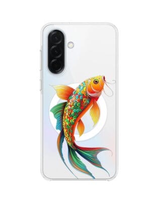 Etui do Samsung Galaxy A37 z MagSafe przeźroczyste, silikonowe Flexi, Dzika Mandala, Złota ryba