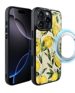 Etui do iPhone 16 Pro IBIZU DropGuard Matt z MagSafe, Modern Classics, Cytrynowe gaje