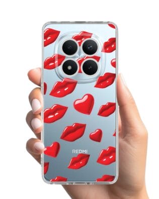 Etui do Xiaomi Redmi Note 15 5G przeźroczyste, silikonowe Flexi, czerwone usta
