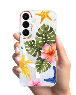 Etui do Samsung Galaxy A25 5G z MagSafe przeźroczyste, silikonowe Flexi, Summer Patterns, tropikalny wzór