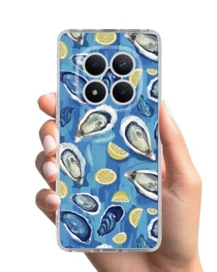Etui do Xiaomi Redmi Note 15 Pro 5G przeźroczyste, silikonowe Flexi, Summer Patterns, ostrygi z cytrynką
