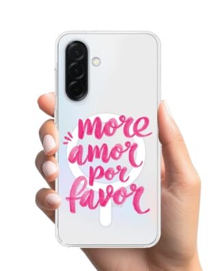 Etui do Samsung Galaxy A37 z MagSafe przeźroczyste, silikonowe Flexi, Positive Vibes, More amore per favore
