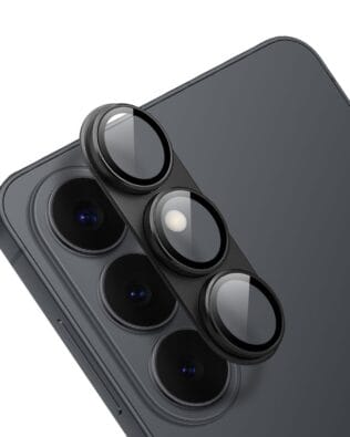 Metalowa osłona na cały aparat z wbudowanymi szkłami do Samsung Galaxy S26 Plus, czarna