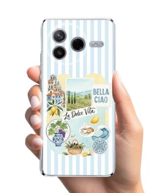 Etui do Xiaomi POCO F7 Pro przeźroczyste, silikonowe Flexi, Italian Summer, La Dolce Vita