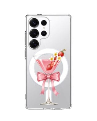 Etui do Samsung Galaxy S25 Ultra z MagSafe przeźroczyste, silikonowe Flexi, Paradise, Strawberry Martini