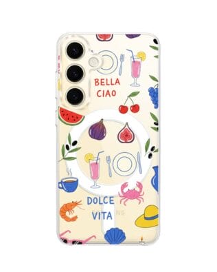 Etui do Samsung Galaxy S24 Plus z MagSafe przeźroczyste, silikonowe Flexi, Italian Summer, kolorowe wakacje