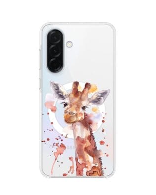 Etui do Samsung Galaxy A37 z MagSafe przeźroczyste, silikonowe Flexi, Akwarelowe Zoo, Żyrafa