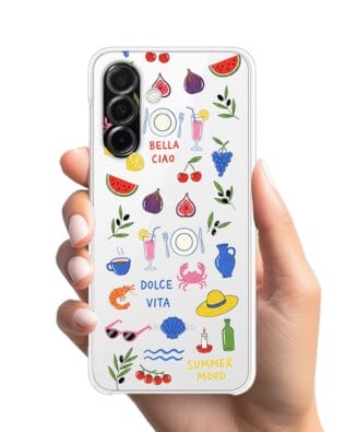 Etui do Samsung Galaxy A26 5G przeźroczyste, silikonowe Flexi, Italian Summer, kolorowe wakacje