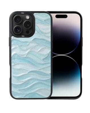 Etui do iPhone 14 Pro Max IBIZU DropGuard Matt z MagSafe, Aqua Glass, błękitne fale