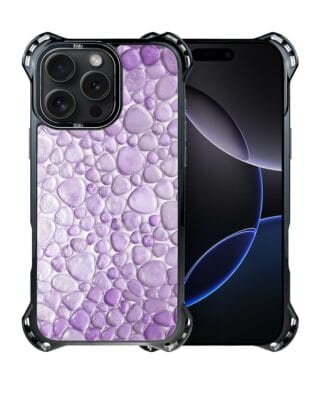 Etui do iPhone 16 Pro IBIZU DropGuard Ultra z MagSafe, Aqua Glass, ametystowe krople
