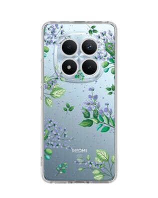 Etui do Xiaomi Redmi Note 15 4G przeźroczyste, silikonowe Flexi, fioletowe kwiatki