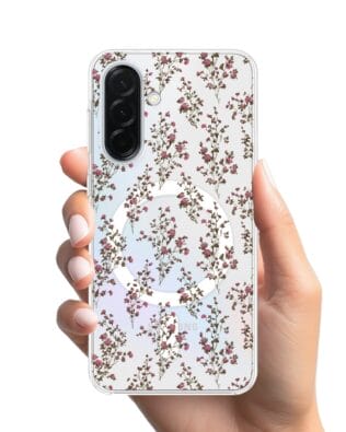 Etui do Samsung Galaxy A37 z MagSafe przeźroczyste, silikonowe Flexi, Mini Patterns, Różyczki