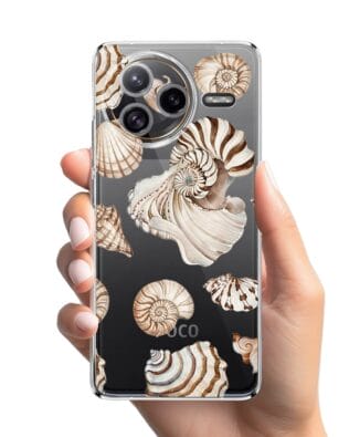 Etui do Xiaomi POCO F7 Ultra przeźroczyste, silikonowe Flexi, Summer Patterns, ozdobne muszle