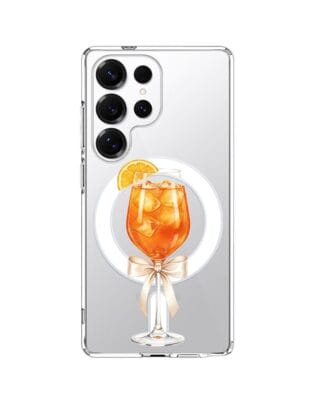 Etui do Samsung Galaxy S25 Ultra z MagSafe przeźroczyste, silikonowe Flexi, Paradise, Aperol Spritz