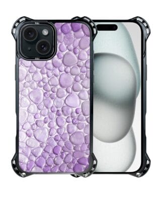 Etui do iPhone 15 Plus IBIZU DropGuard Ultra z MagSafe, Aqua Glass, ametystowe krople
