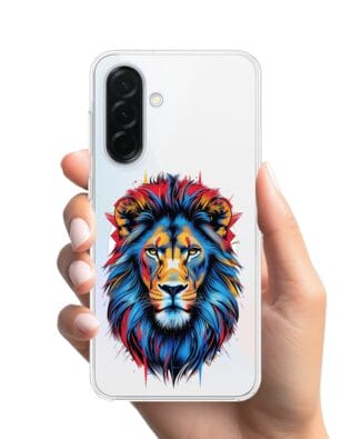 Etui do Samsung Galaxy A37 z MagSafe przeźroczyste, silikonowe Flexi, Dzika Mandala, Lew