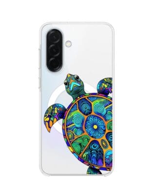 Etui do Samsung Galaxy A37 z MagSafe przeźroczyste, silikonowe Flexi, Dzika Mandala, Żółw
