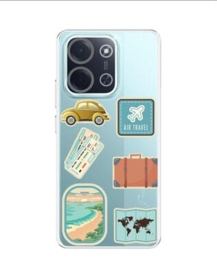 Etui do Xiaomi POCO C85 przeźroczyste, silikonowe Flexi, pocztowe znaczki