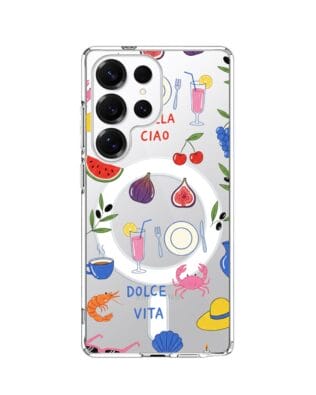 Etui do Samsung Galaxy S25 Ultra z MagSafe przeźroczyste, silikonowe Flexi, Italian Summer, kolorowe wakacje