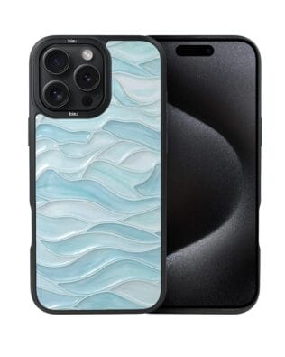 Etui do iPhone 15 Pro IBIZU DropGuard Matt z MagSafe, Aqua Glass, błękitne fale