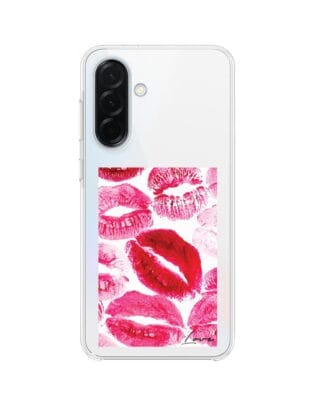 Etui do Samsung Galaxy A37 z MagSafe przeźroczyste, silikonowe Flexi, pocałunki z napisem „love”