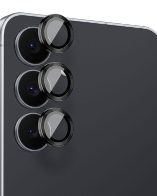 Metalowa osłona obiektywu aparatu ze szkła hartowanego 9H do Samsung Galaxy S25 FE, 1 zestaw, czarna