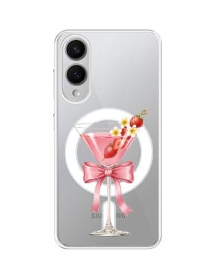 Etui do Samsung Galaxy S25 Edge z MagSafe przeźroczyste, silikonowe Flexi, Paradise, Strawberry Martini