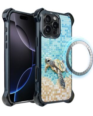 Etui do iPhone 16 Pro Max IBIZU DropGuard Ultra z MagSafe, Modern Classics, Żółw Caretta