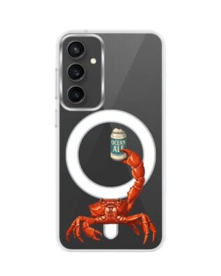 Etui do Samsung Galaxy S23 z MagSafe przeźroczyste, silikonowe Flexi, Paradise, krab z piwem