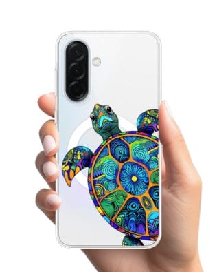 Etui do Samsung Galaxy A37 z MagSafe przeźroczyste, silikonowe Flexi, Dzika Mandala, Żółw