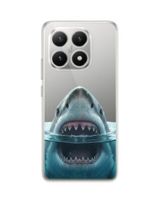 Etui do Xiaomi 15T przeźroczyste, silikonowe Flexi, Paradise, żarłacz biały