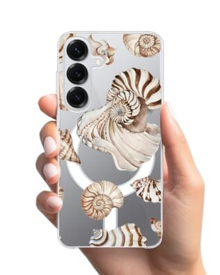 Etui do Samsung Galaxy S25 Plus z MagSafe przeźroczyste, silikonowe Flexi, Summer Patterns, ozdobne muszle