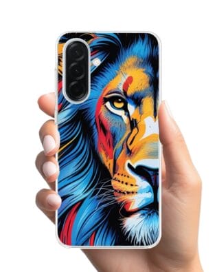 Etui do Samsung Galaxy A37 z MagSafe przeźroczyste, silikonowe Flexi, Dzika Mandala, Lwie spojrzenie